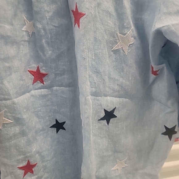 John Mark Star Embroidered Wire Collar Long Roll-Tab Sleeve Button-FrontvShirt - Picture 5 of 11